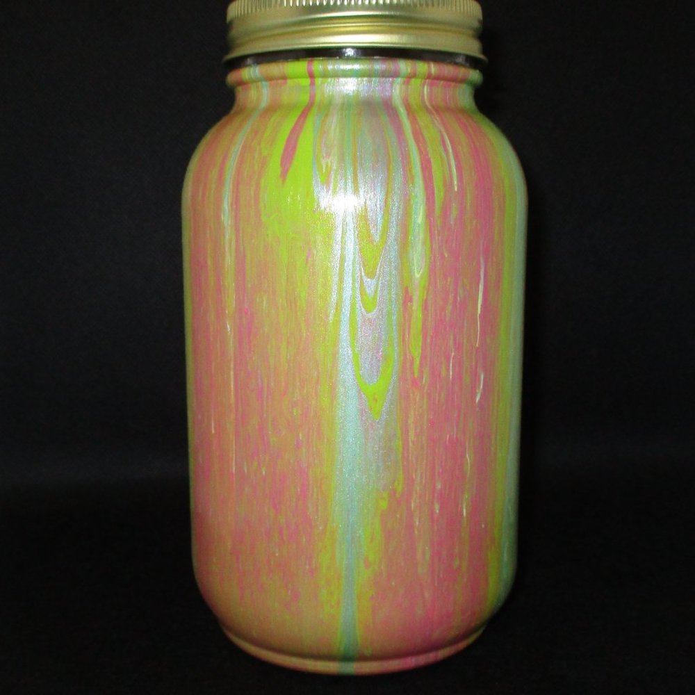 2 Original Fluid Pour Paint Technique Storage Jars Quart and 1/2 Pint - Picture 3 of 6